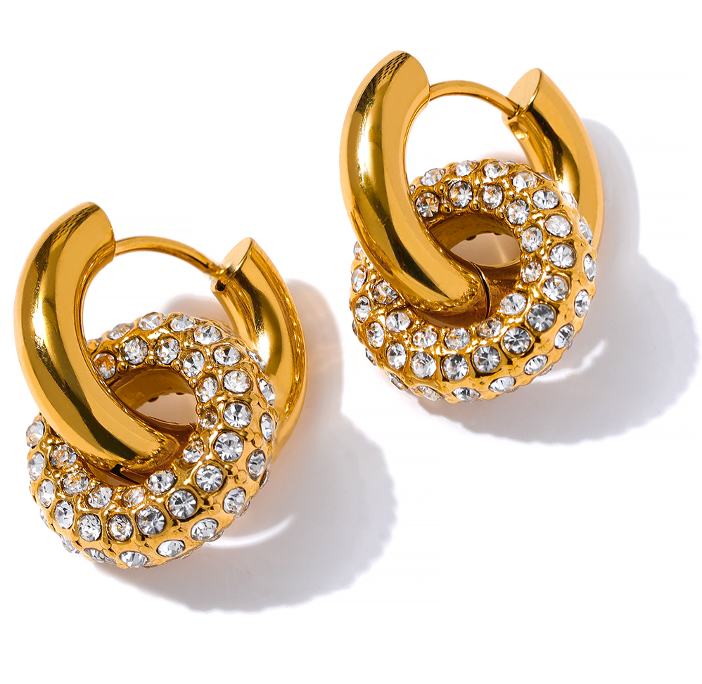 Gold Hoop Earrings on White Background