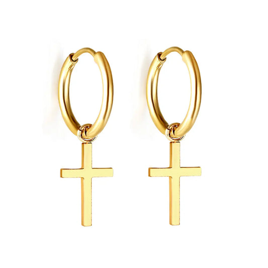 Mini cross drop earrings